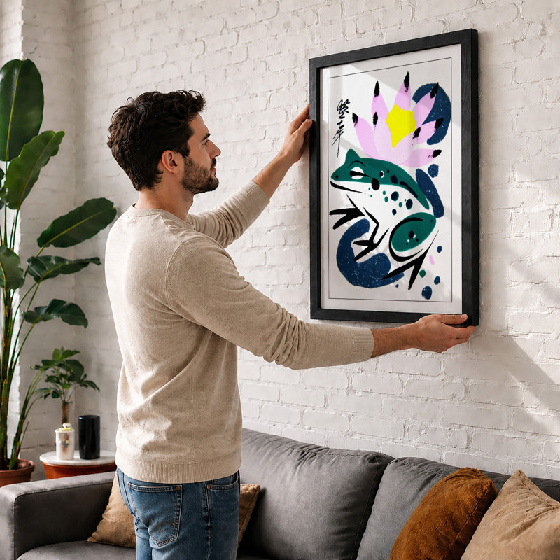 Celestial Crocodile Japandi - Print, A3 - 42.0 x 29.7 cm, Black