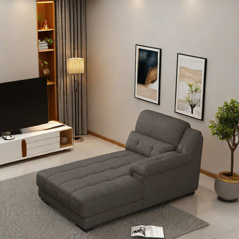 Fauteuil inclinable en coton et en lin à haute élasticité, Accoudoir à gauche (vu de face), Gris foncé