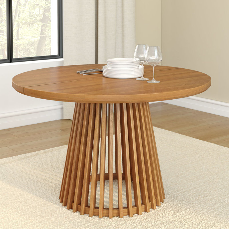 Lido 47 in Solid Wood Round Dining Table, Pecan