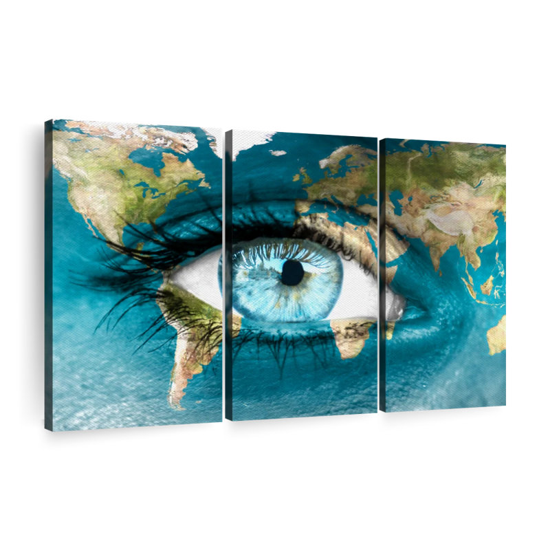 «Earth Eye Map», reproduction d'art sur toile, H 24 po x l 38 po x P 1,25 po