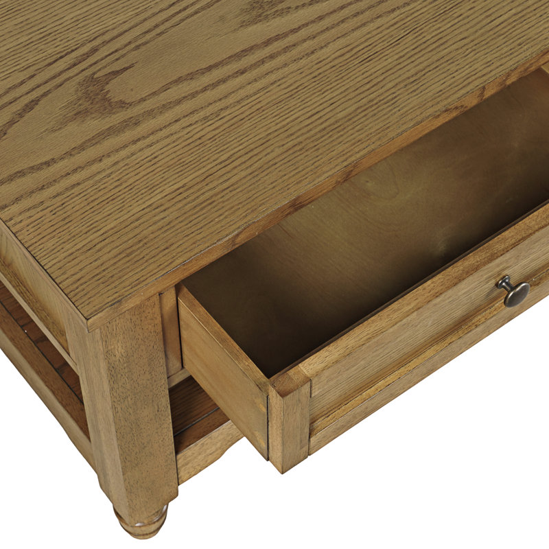 Table basse transitionnelle moderne 50 po avec rangement et roulettes Brentwood - brun clair, Bois brun