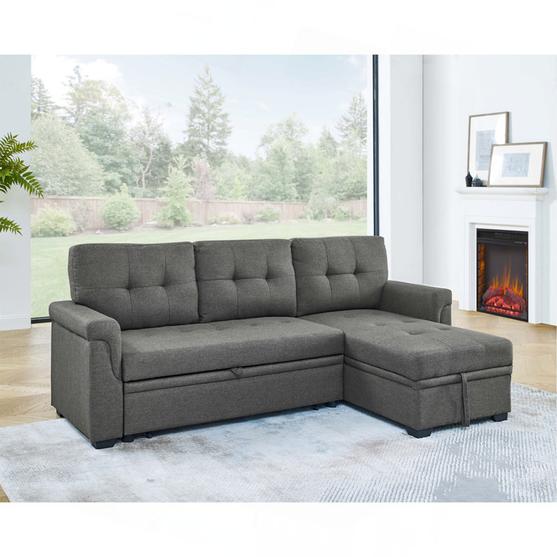 86'' Upholstered Pull-Out Sofa Bed, Gray