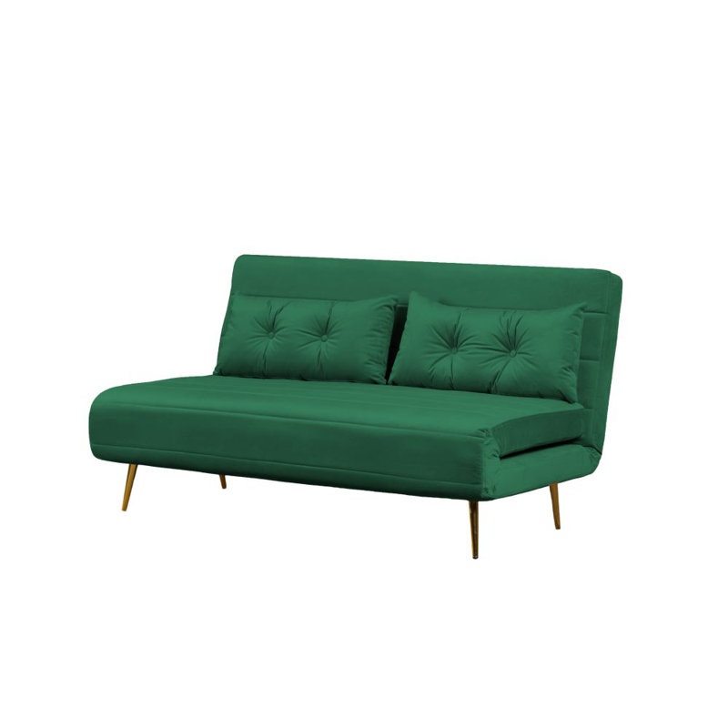 Guille 2 Seater Sofa Bed, Green Velvet, 79cm H x 146cm W x 81cm D