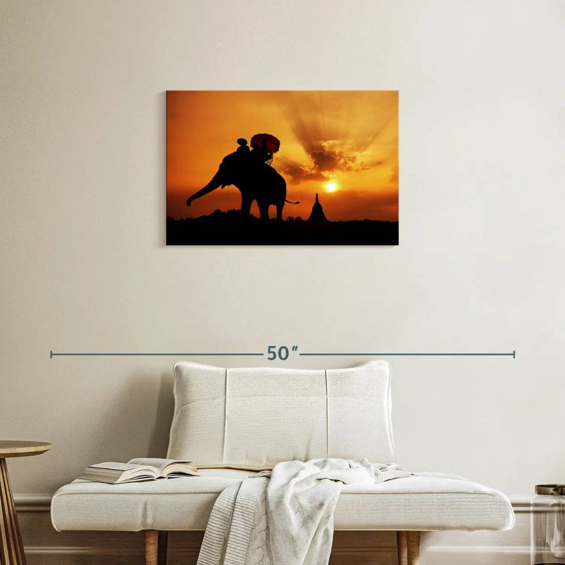 Brampt Elephant Sunset Silhouette, 20" H x 30" W