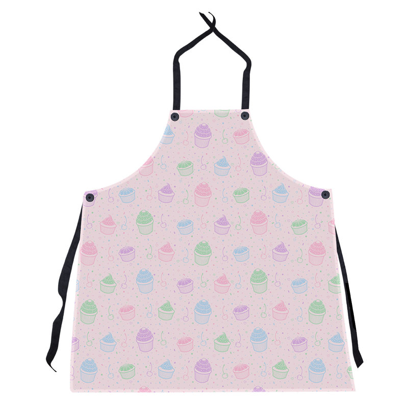 Tablier classique à motif petits gâteaux, Rose