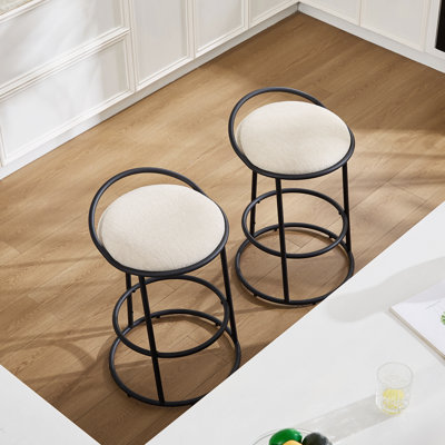Kynsley 26.8" Upholstered Low Back Tripod Counter Stools
