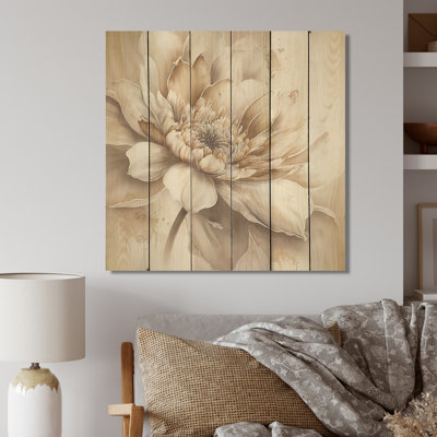 Amanat simple fleur beige III - impression sans cadre sur bois