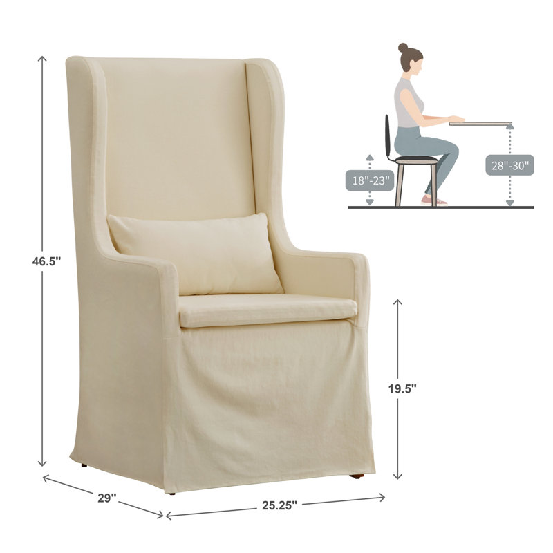 Sela Wingback Chair, Off-White Linen
