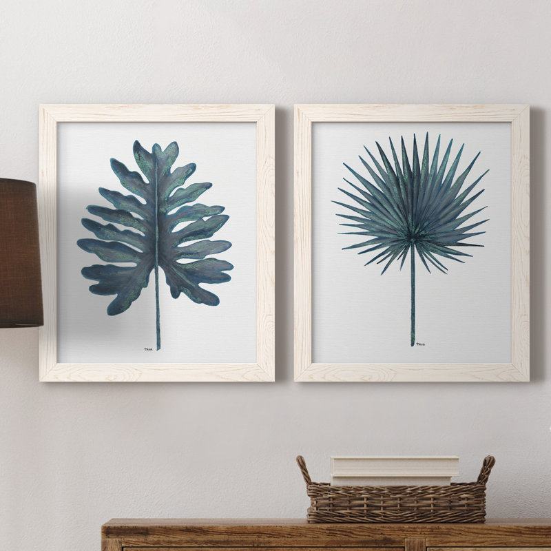 «Blue Oasis I», ensemble de 2 reproductions d'art, H 20 po x l 17 po x P 1 po, Pas de tapis, Toile blanche encadrée