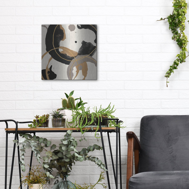  «Coffee Stain 2» par Alonzo Saunders, art mural en métal, 12 po x 12 po, H 12 po x l 12 po