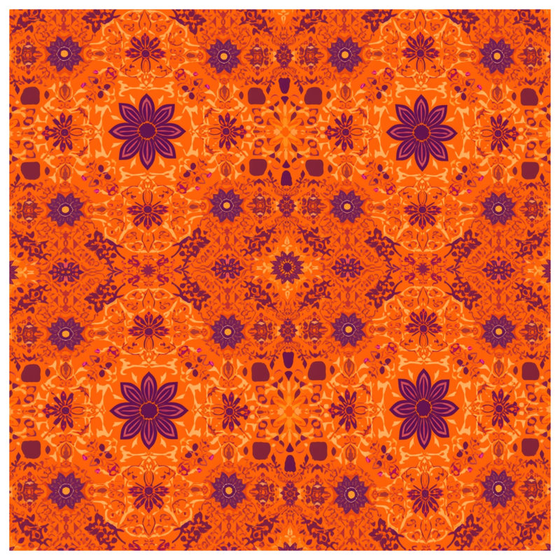 Orange Purple Mandala Pattern Canvas Gallery Wrap in Many Sizes, 16 x 20 inches