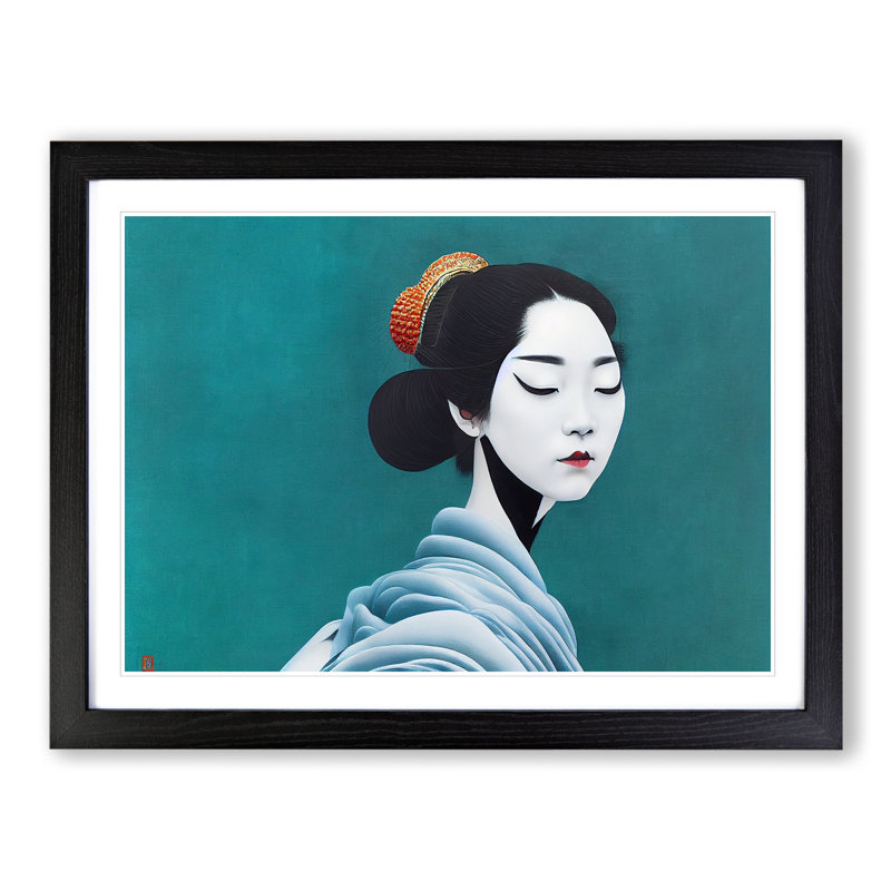 Stunning Geisha 1 Piece Single Picture Frame Wall Art, 25cm H x 34cm W x 2cm D, Black