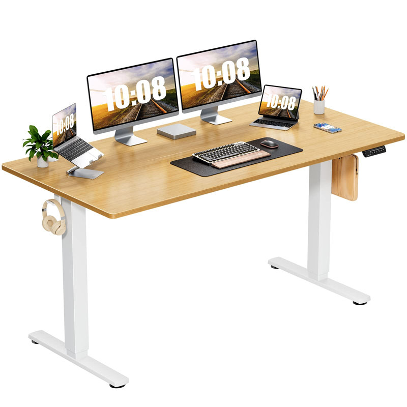 Jakyb Standing & Height-Adjustable Desks, 46.46'' Hx 62.99'' W x 23.62'' D, Oak Natural/White