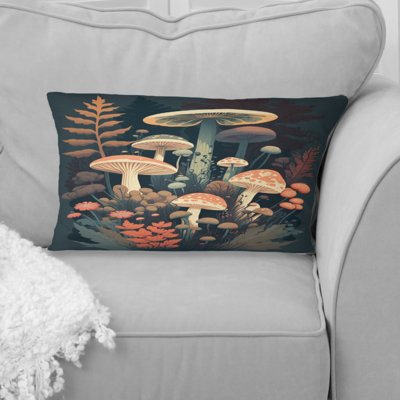 Vintage Mushrooms Amanita Muscaria VI - Forest Printed Throw Pillow