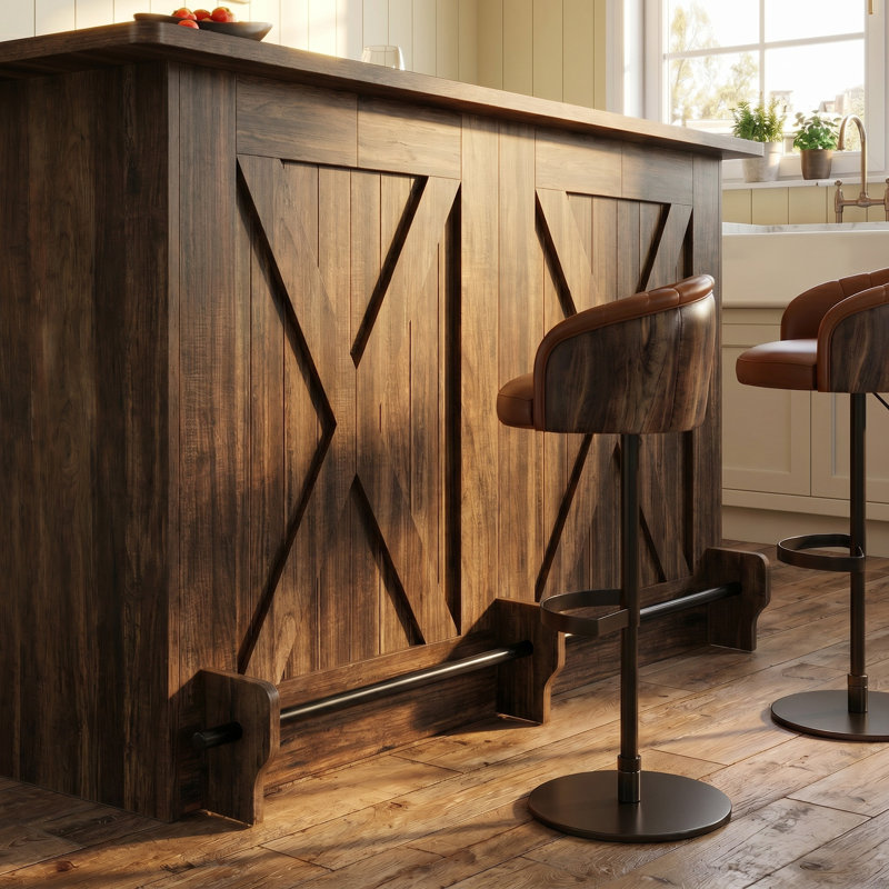 Bar Home avec tablettes à 2 niveaux, Marron foncé