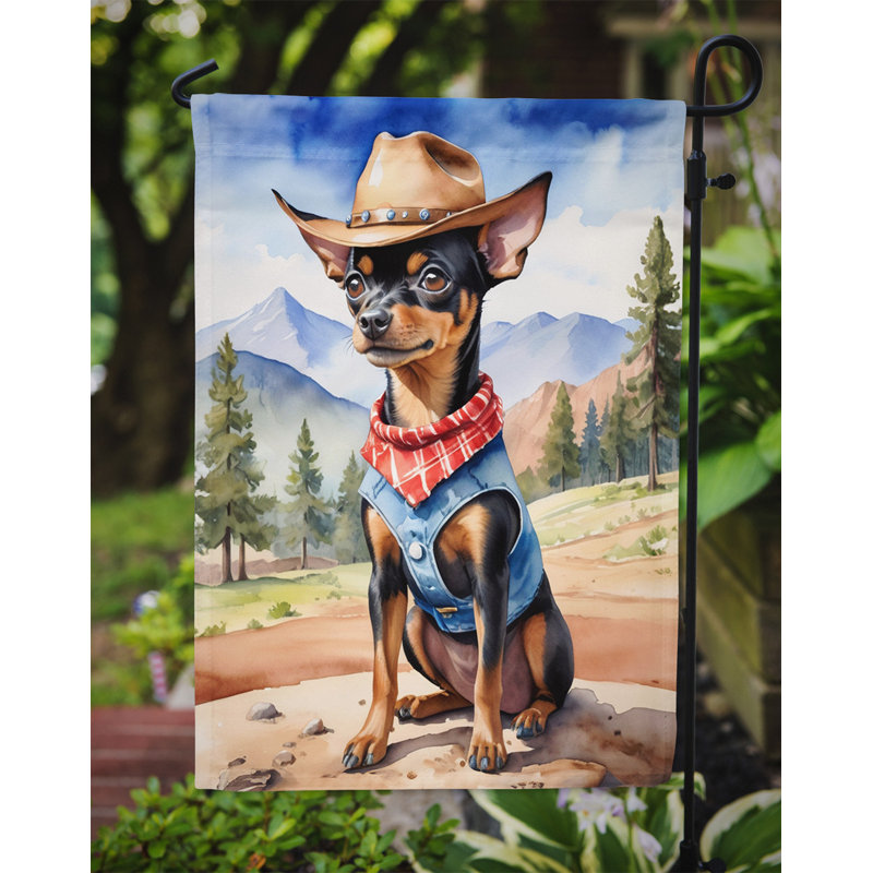 Drapeau Cowboy Welcome Garden, Pinscher miniature
