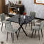 Table de salle à manger carrée noire de 38,6 po x 38,6 po x 30,2 po, de style Mid-Century moderne et en fer, compacte et facile à assembler pour 4 à 6 personnes-1800509363