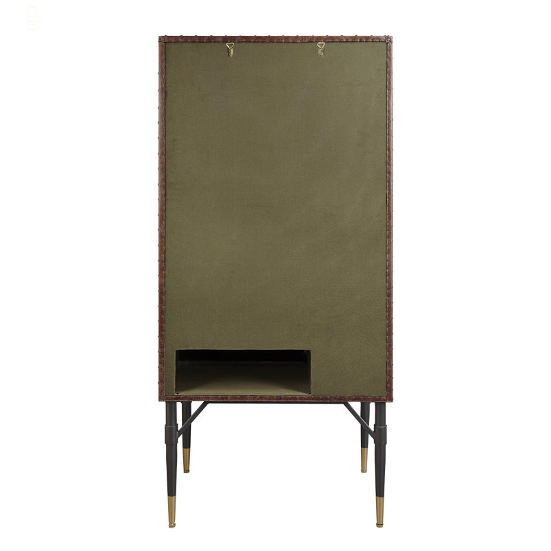 Armoire à vin en cuir et aluminium