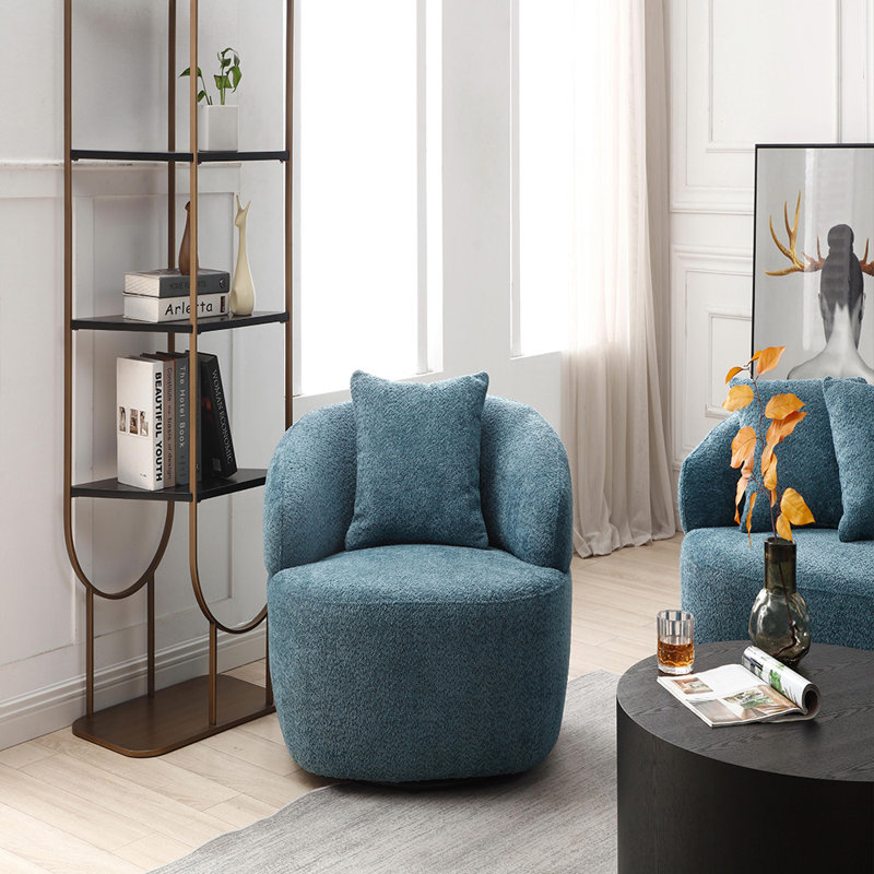 Fauteuil demi-tonneau de 35 po de largeur, Tissu bleu
