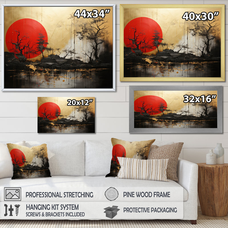 " China Art Dynastic Echoes II ", 12" H x 20" W x 1" D, Black Floater Framed