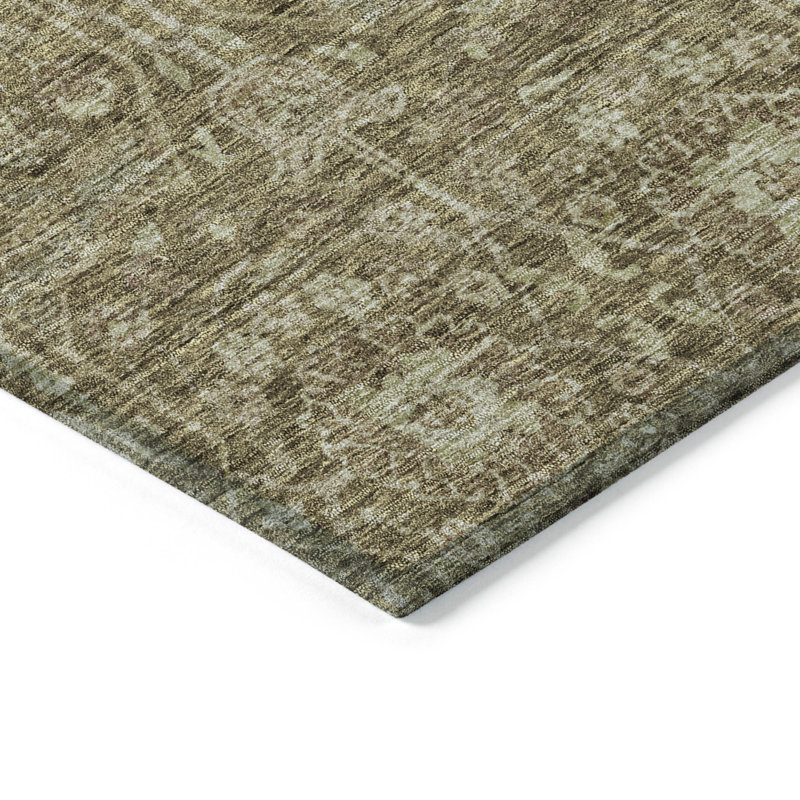 Addison Red and Brown Synthetic Washable Rectangular Rug 46" x 30"