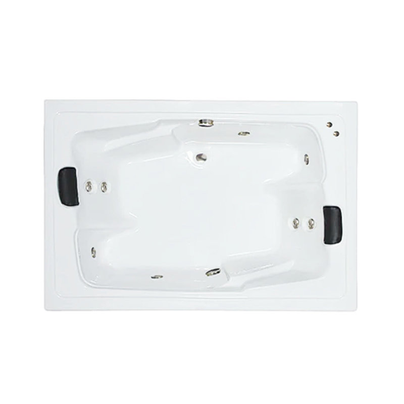 72" L x 54" W Drop In Whirlpool Acrylic Bathtub with Center Drain in White