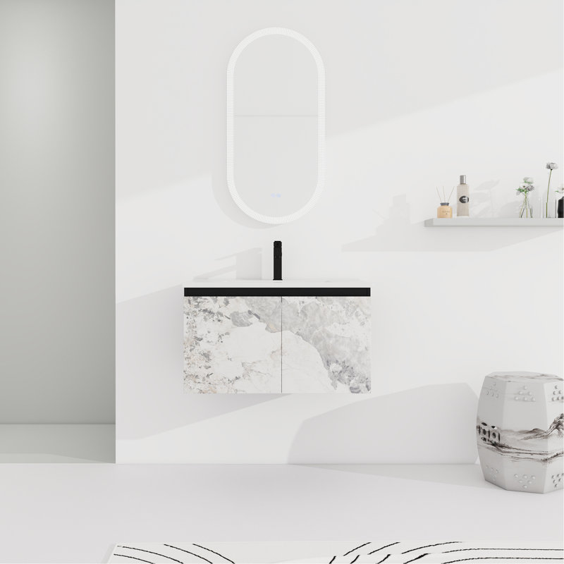 Meuble-lavabo de salle de bain avec lavabo en céramique - noir, style moderne