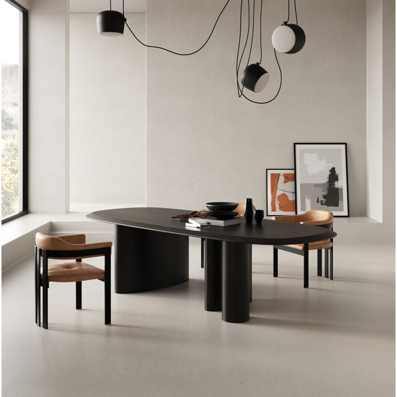 Elise Oval Dining Table, 30" H x 118" L x 47.2" W, Black Ash
