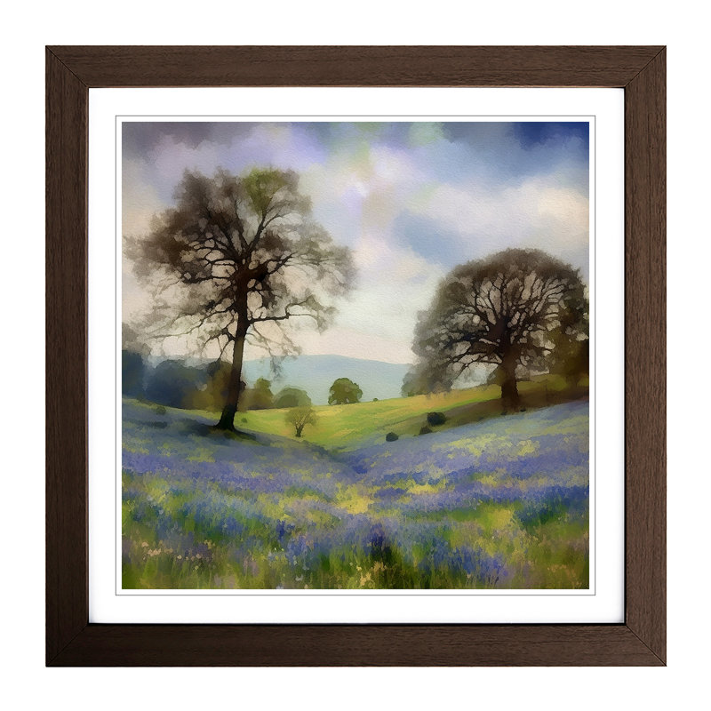 Bluebell Field Digital Art - Framed Print, Walnut