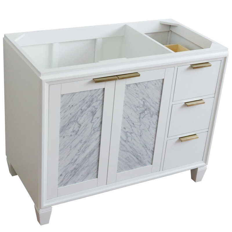 Base de meuble-lavabo simple 42 po avec miroir Schreck, Blanc