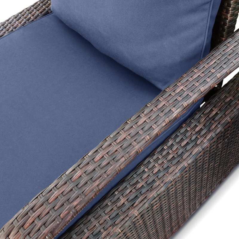 Chaise longue d'extérieur en métal Adhvik, Bleu marine