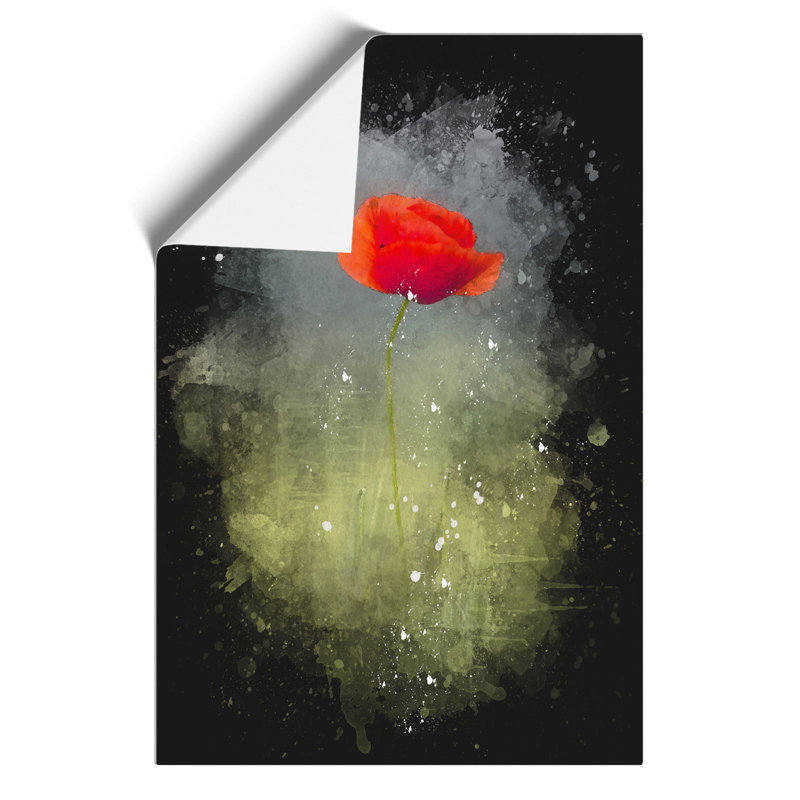 The Lone Poppy Flower - No Frame Painting, 42cm H x 30cm W x 0.1cm D