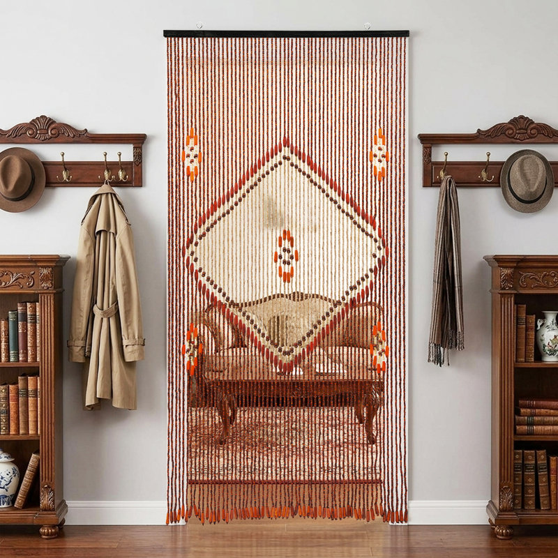 Rideau de perles en bois rétro 35,43*76,77"