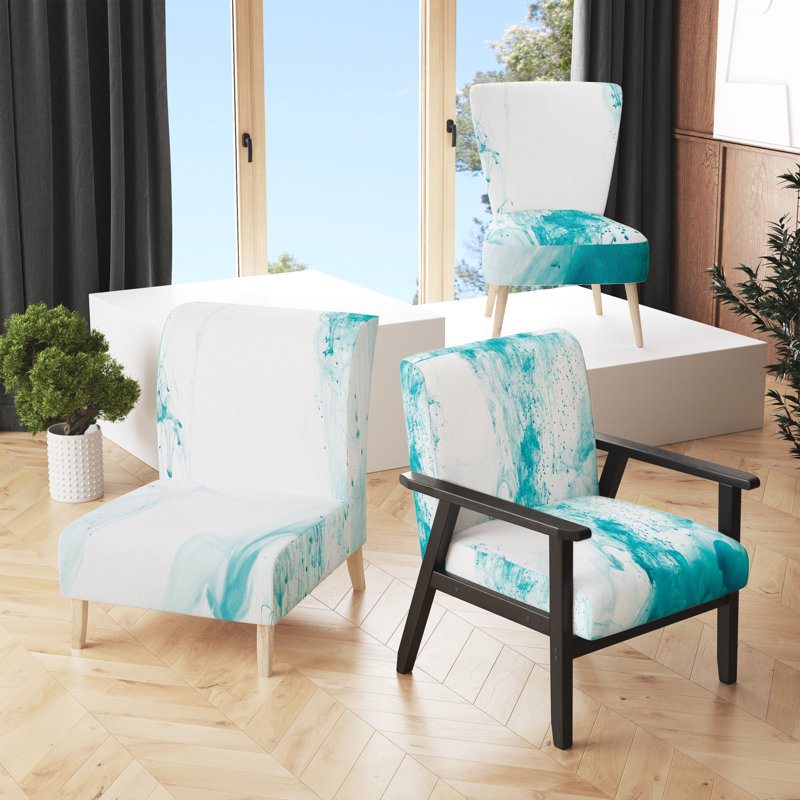 Mélange de bleu et de blanc en marbre - Chaise d'appoint et fauteuil rembourrés modernes