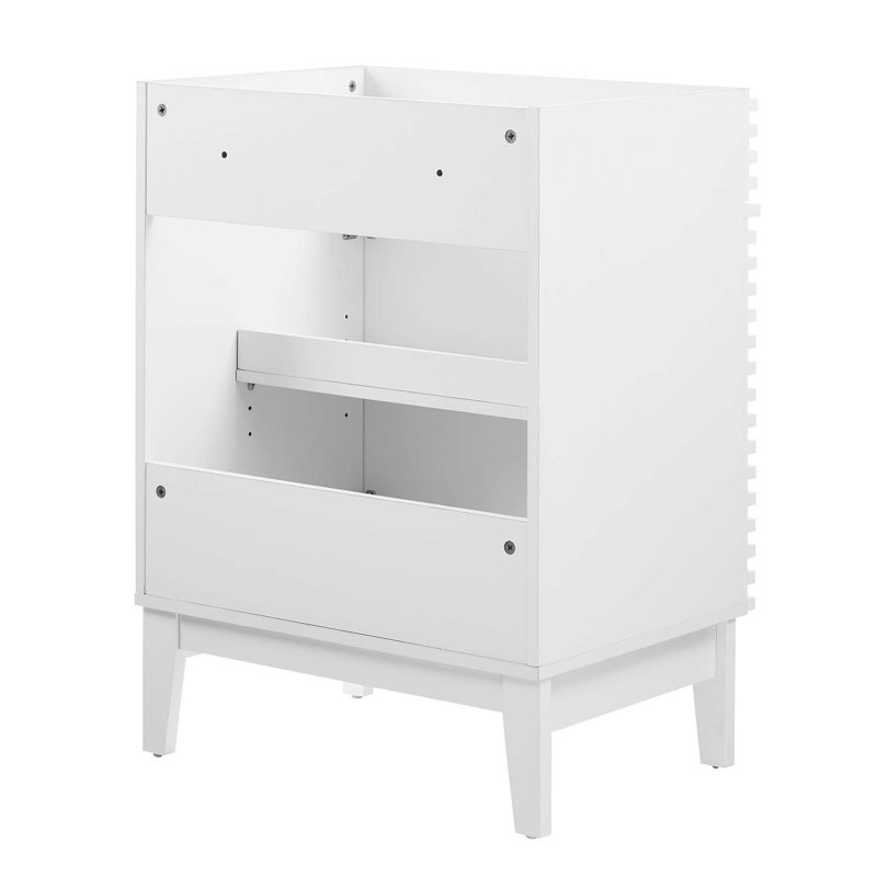 White Freestanding Mid-Century Modern Bathroom Vanity Cabinet