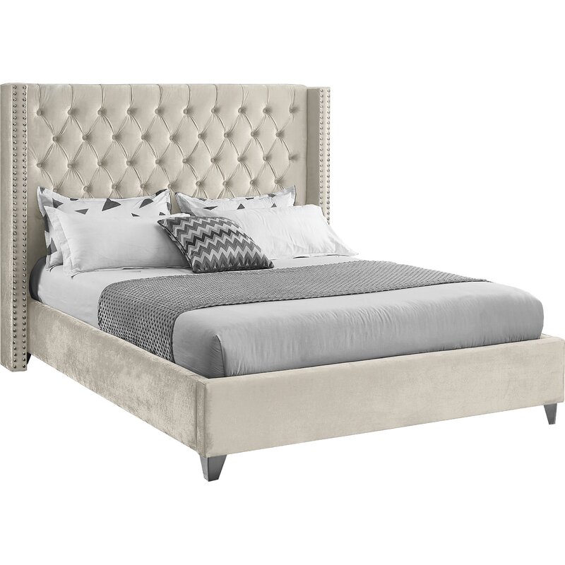 Everly Quinn Joclynn Upholstered Wingback Bed & Reviews | Wayfair