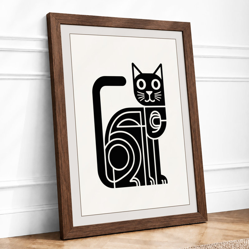 Cat Geometric - Framed Print, Walnut, A1 - 84.1 x 59.4 cm