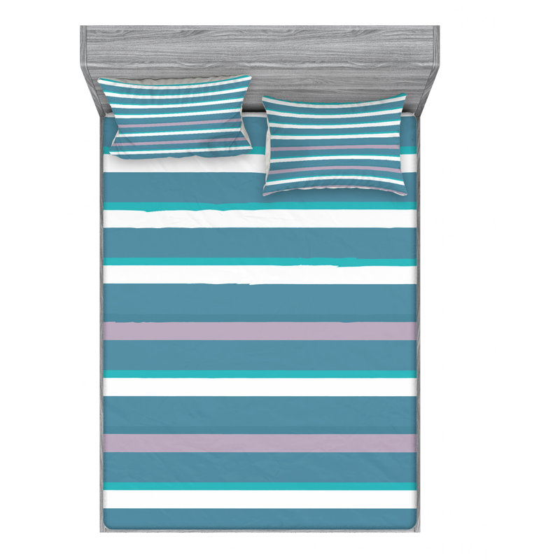 Microfiber Striped Sheet Set, Queen, Striped 2