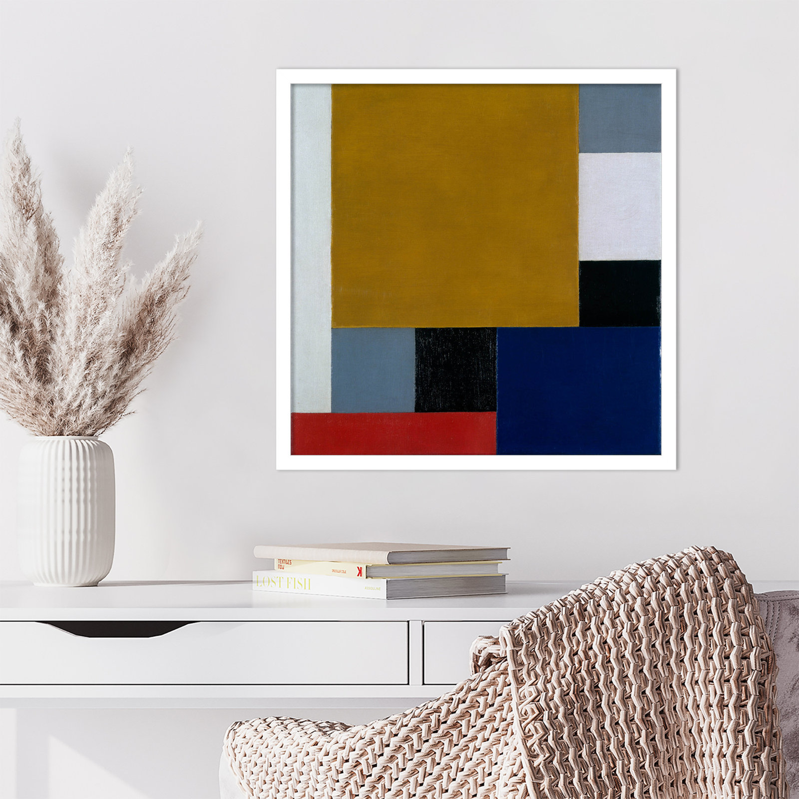 Dannette "Composition 22" Print, White Paper Framed, 21" H x 21" W