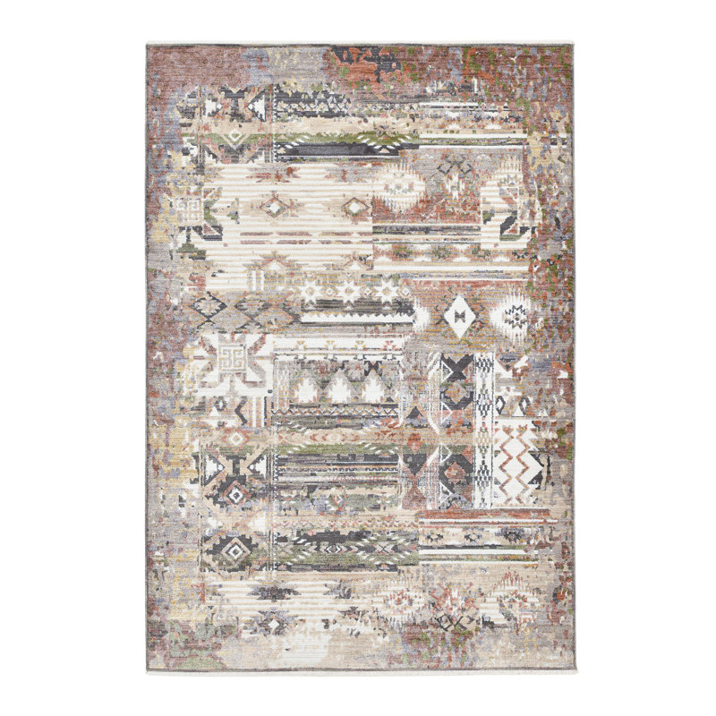 Abstract Machine Woven Beige Area Rug, Rectangle 240 x 290cm