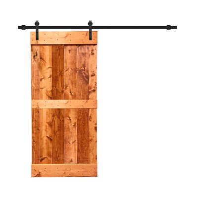 Porte de grange à panneaux et en bois avec quincaillerie d'installation