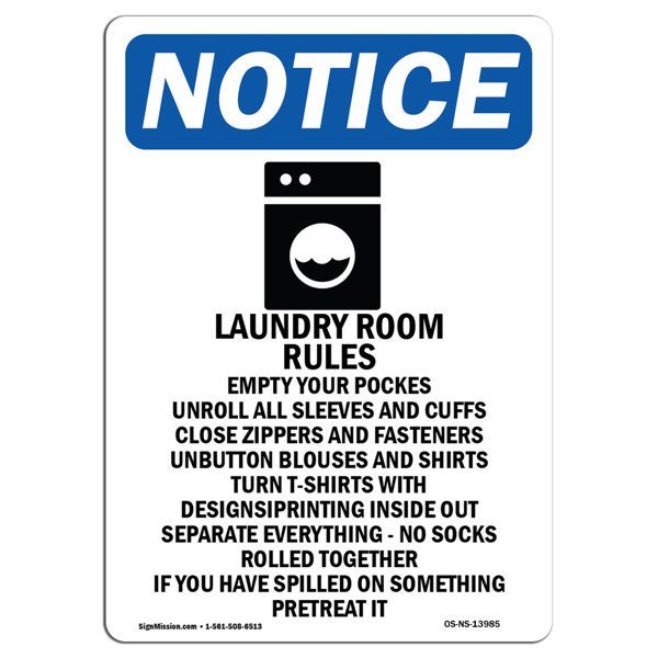 Signmission Laundry Rules Empty Sign With Symbol 