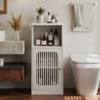 Multi-layer Louvered Door Bathroom Low Cabinet