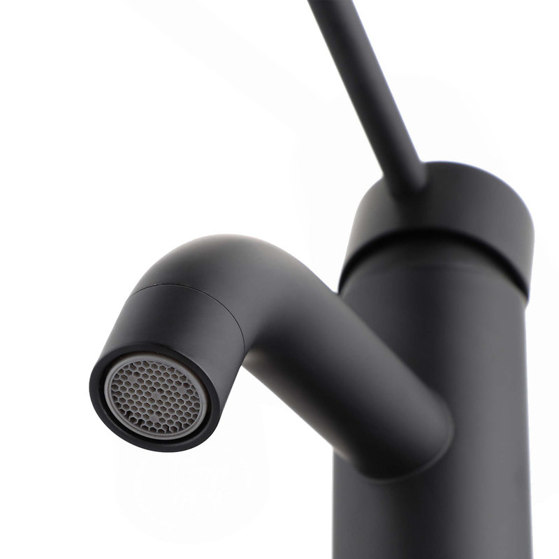6.57" ADA Compliant High Stainless Single Hole Steel Waterfall Bathroom Faucet, Matte Black