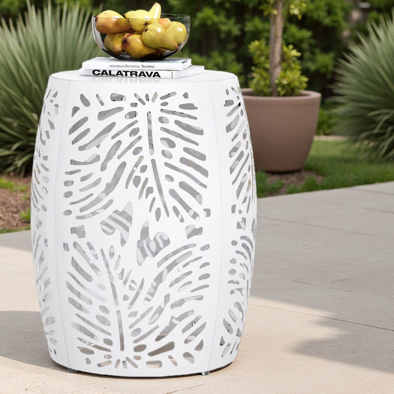 Metal End Table -Large, White