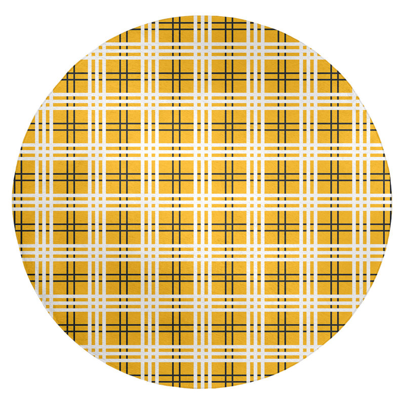 Tapis jaune à carreaux, Rond 5 pi
