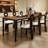 Walnut-colored solid wood rectangular dining table-1420073463