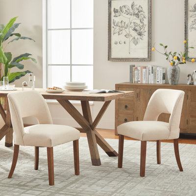 Ensemble de 2 chaises de salle à manger rembourrées avec pieds en bois
