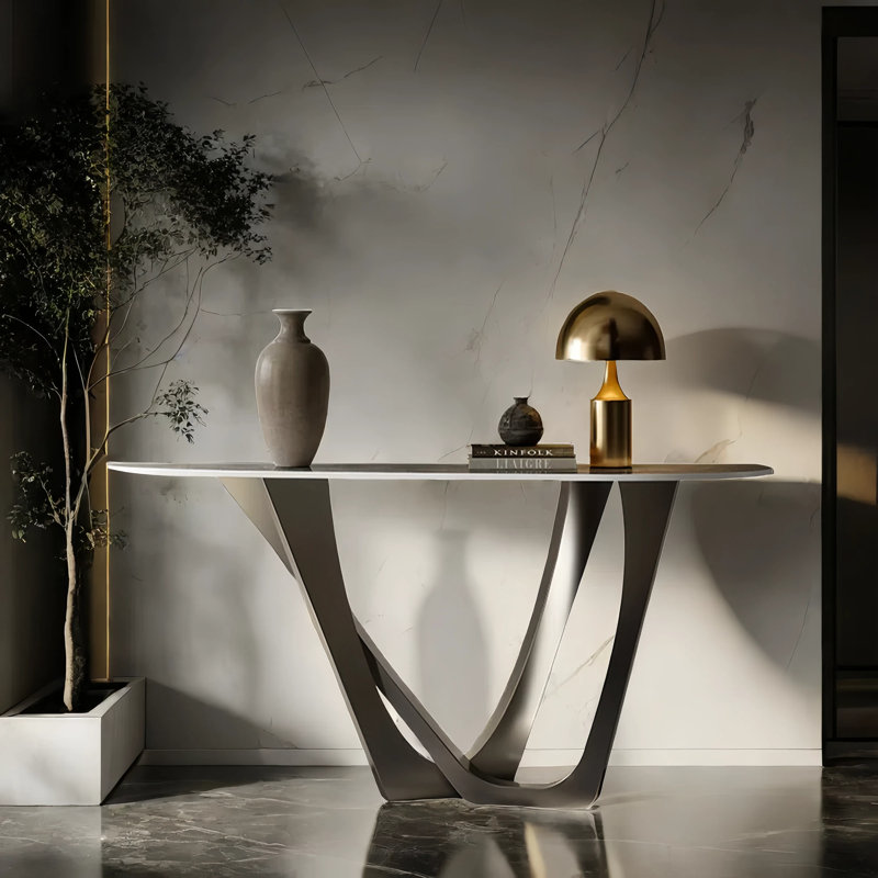 Console en acier inoxydable, Gris, H 33,5 po x l 47,2 po x P 15,4 po