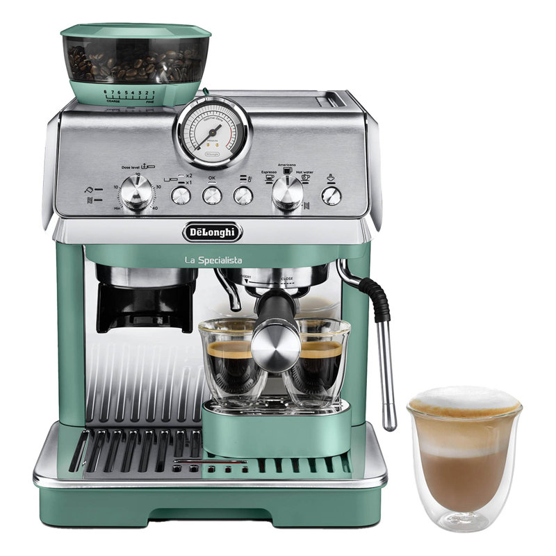 De'longhi La Specialista Arte Bean to Cup Manual Coffee Machine, Green, 40" H x 27.5" W x 36.5" D